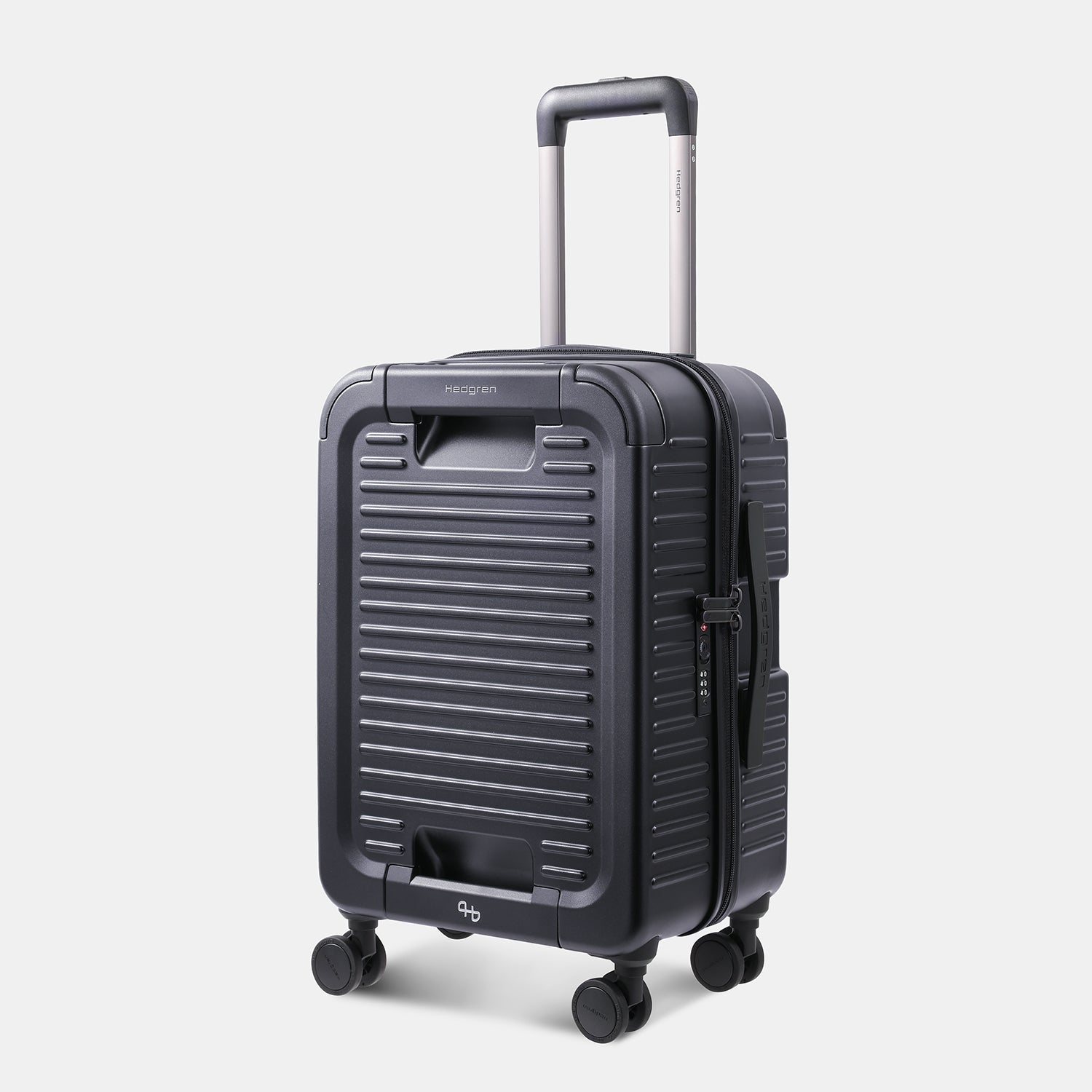 Angled view of the Hedgren Raku Yuno hard-shell luggage in Blue, showcasing its clean lines and premium textured finish. Shop the Latest Online