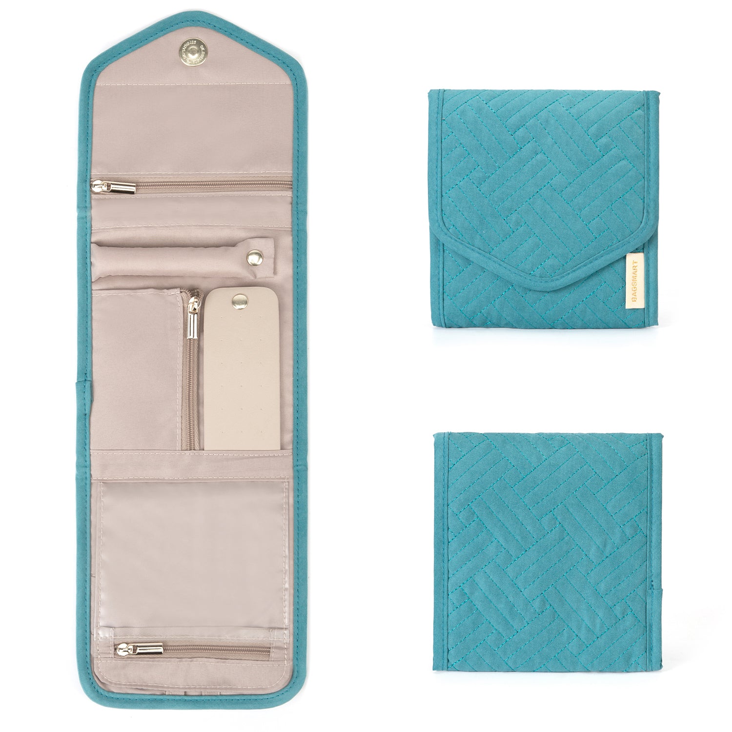 MOSAFER BAGSMART TEAL MINI JEWELRY ORGANIZER