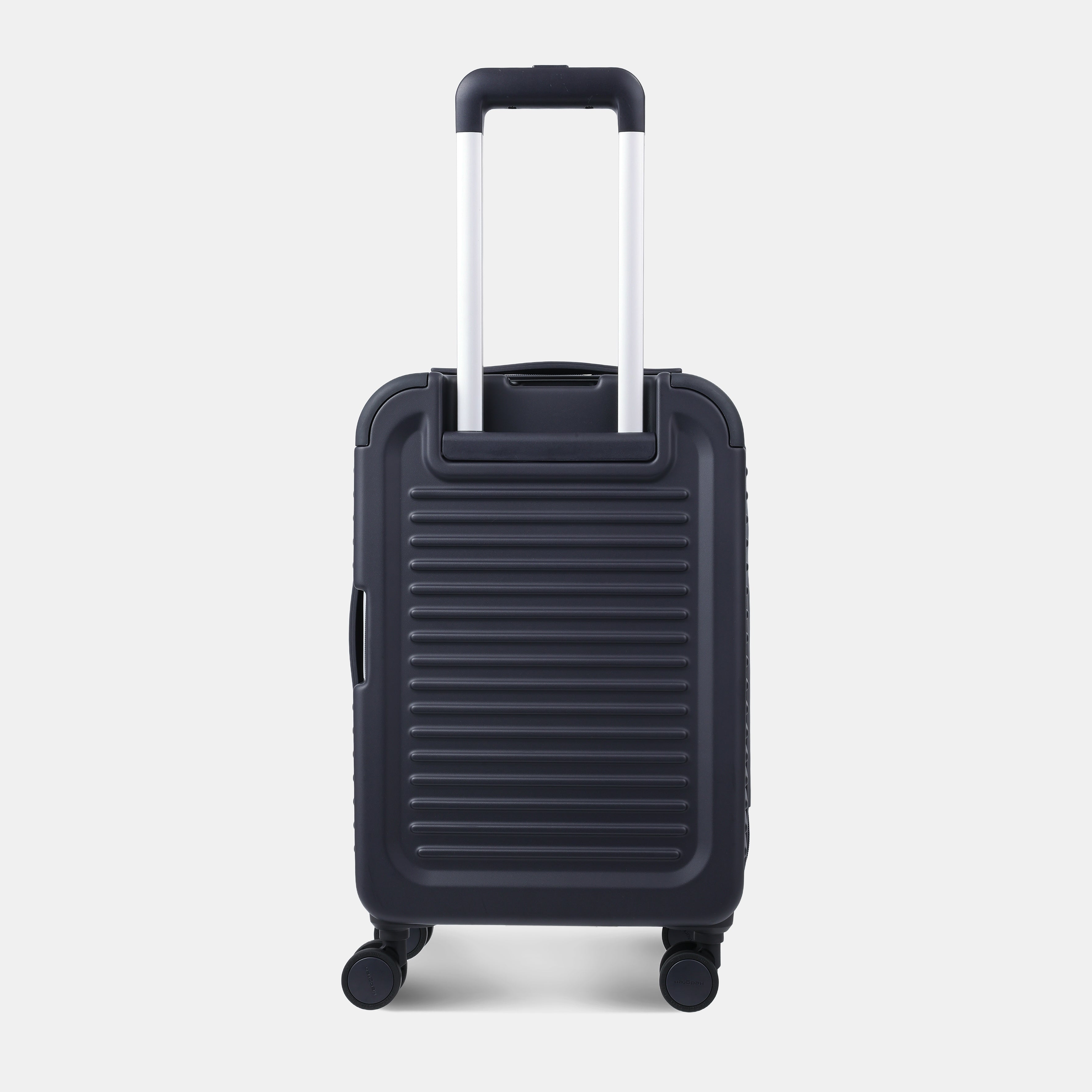 Back view of the Hedgren Raku Yuno Front Pocket Luggage in Blue, showcasing the textured hard shell and expandable zipper detail. Shop Online at Mosafer Qatar