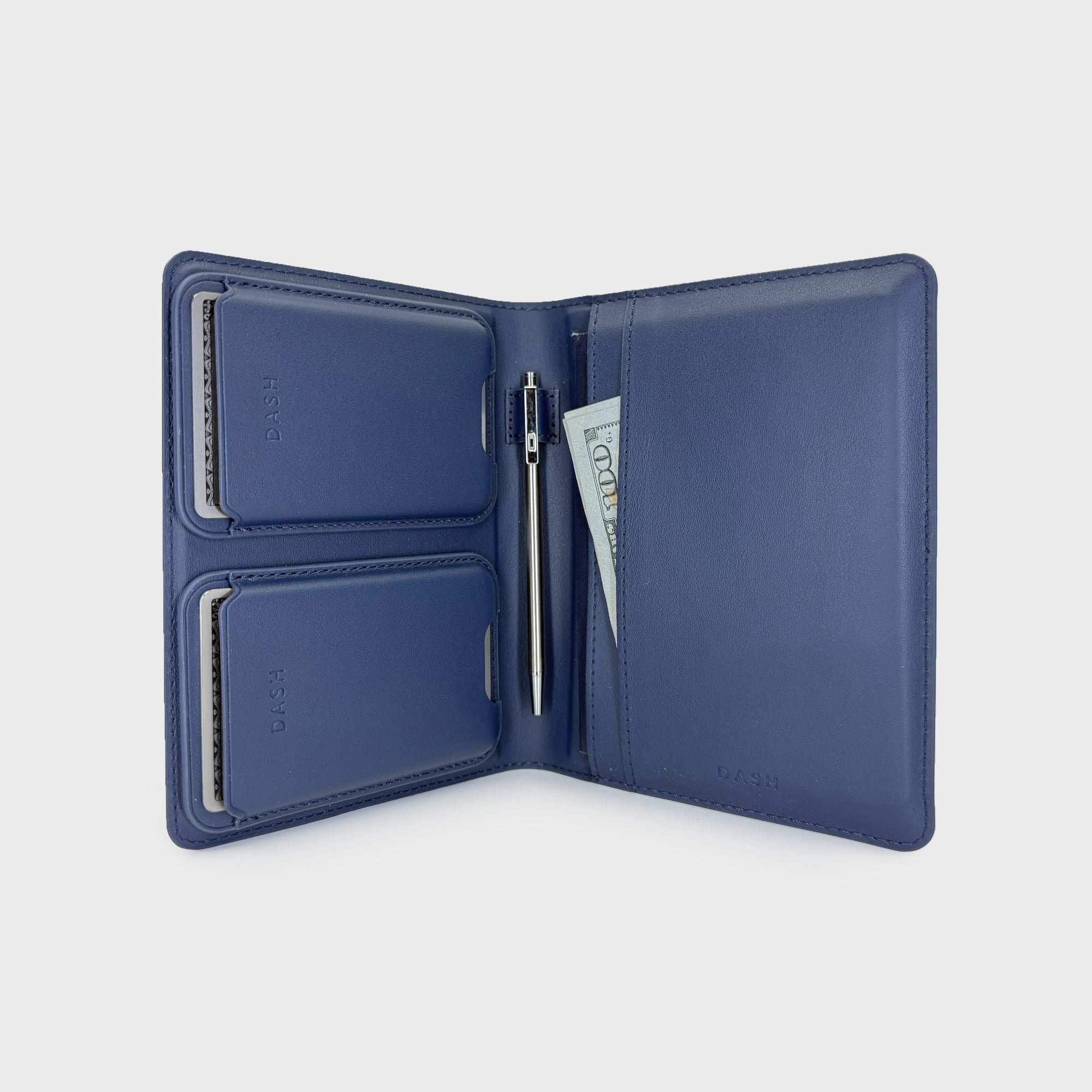 DASH NAVY TRAVEL PEN.BIFOLD.2X MAGHOLDERS PASSPORT JOURNAL