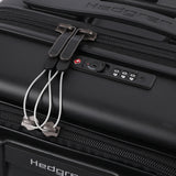 Close-up lock view of the Hedgren Raku Yuno Front Pocket Luggage in Black, showcasing the secure lock. Shop Online at Mosafer Qatar