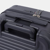 Close-up top view of the Hedgren Raku Yuno Front Pocket Luggage in Blue, showcasing the expandable and carry handles. Shop Online at Mosafer Qatar