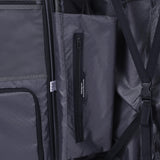 Inside close-up view of the Hedgren Raku Yuno luggage in Blue, showcasing the belt and pocket. Available for Online Purchase