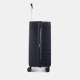 Other Side view of the Hedgren Raku Yuno luggage in Blue, showcasing the textured hard shell and expandable zipper detail. Available for Online Purchase