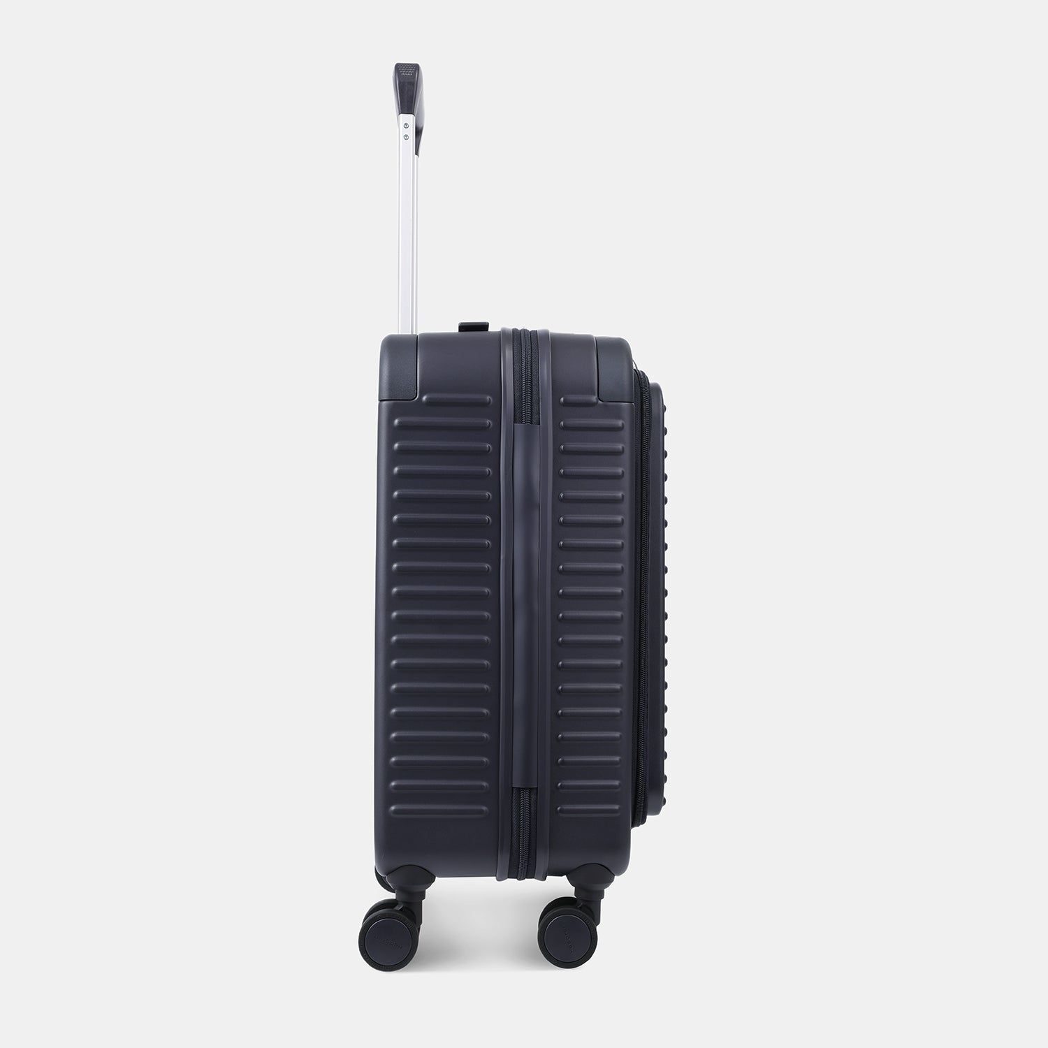Other side view of the Hedgren Raku Yuno Front Pocket Luggage in Blue, showcasing the textured hard shell and expandable zipper detail. Shop Online at Mosafer Qatar