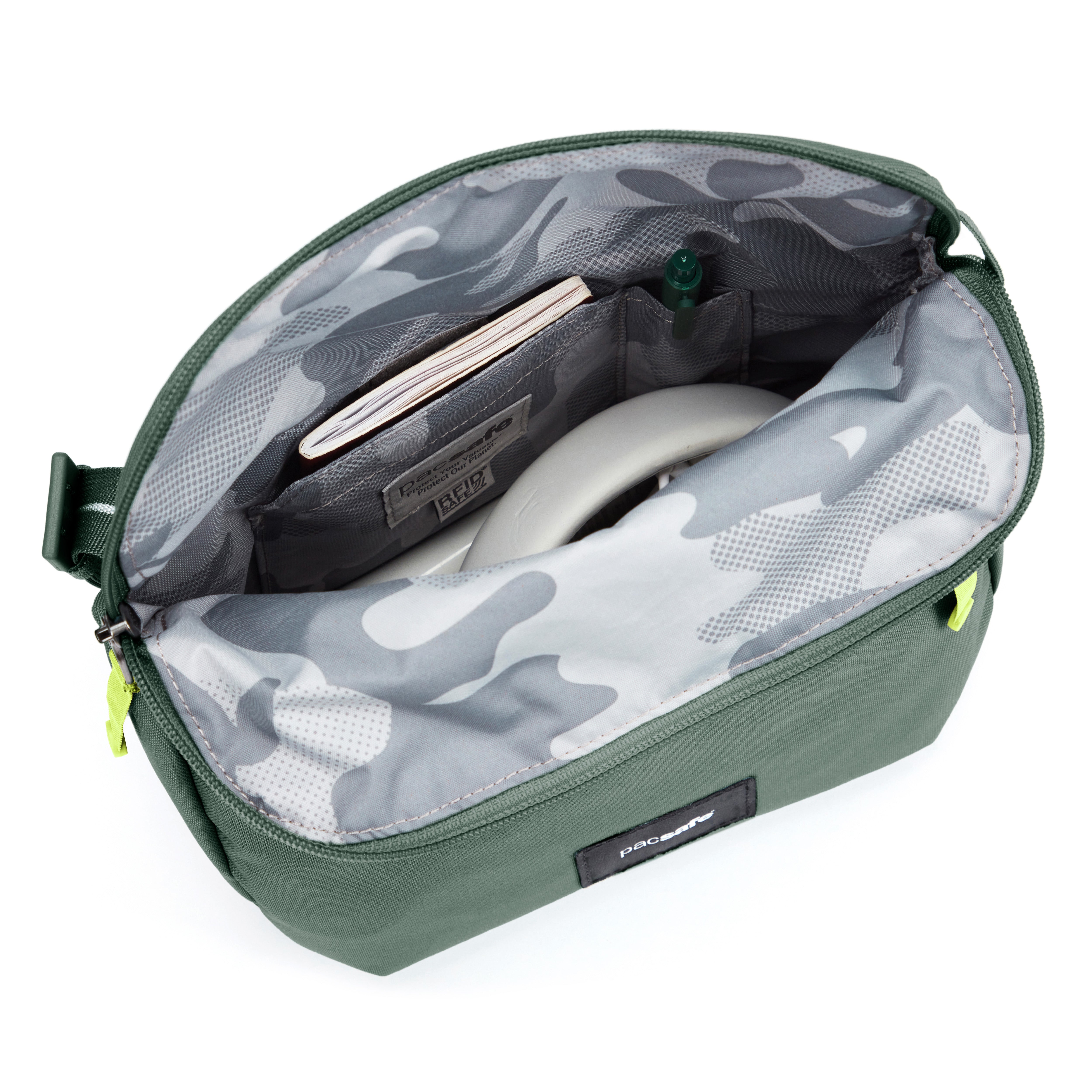 PACSAFE GO SADDLE SPRUCE GREEN CROSS BODY BAG