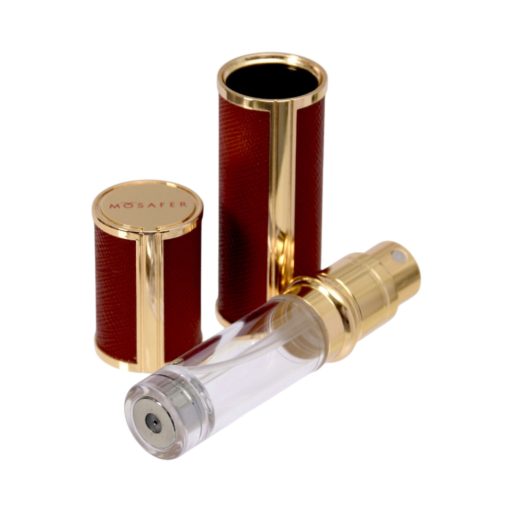 MOSAFER ESSENCE BURGUNDY/GOLD ATOMIZER ALUMINIUM