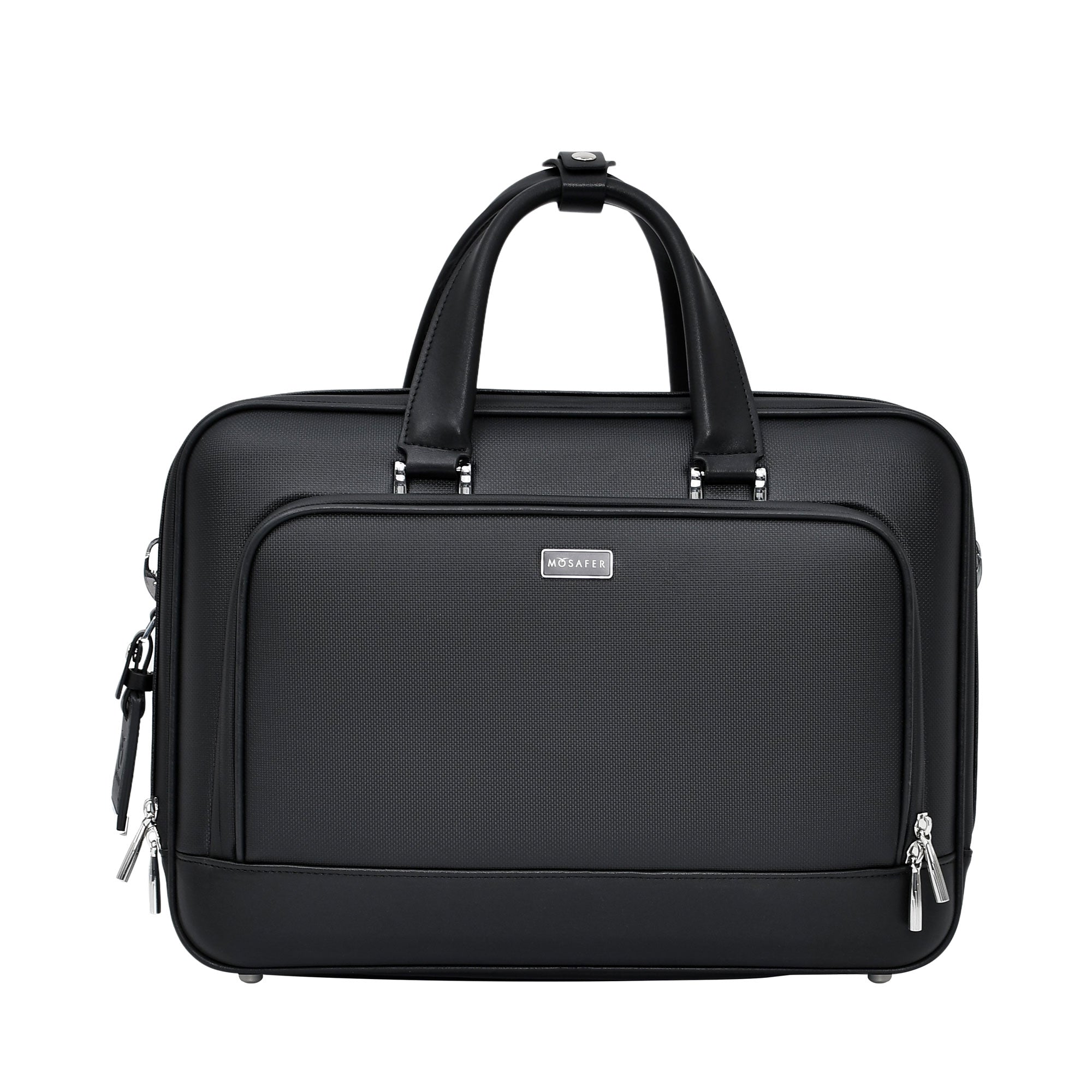 MOSAFER WELLINGTON BLACK BRIEFCASE MICROFIBER FABRIC
