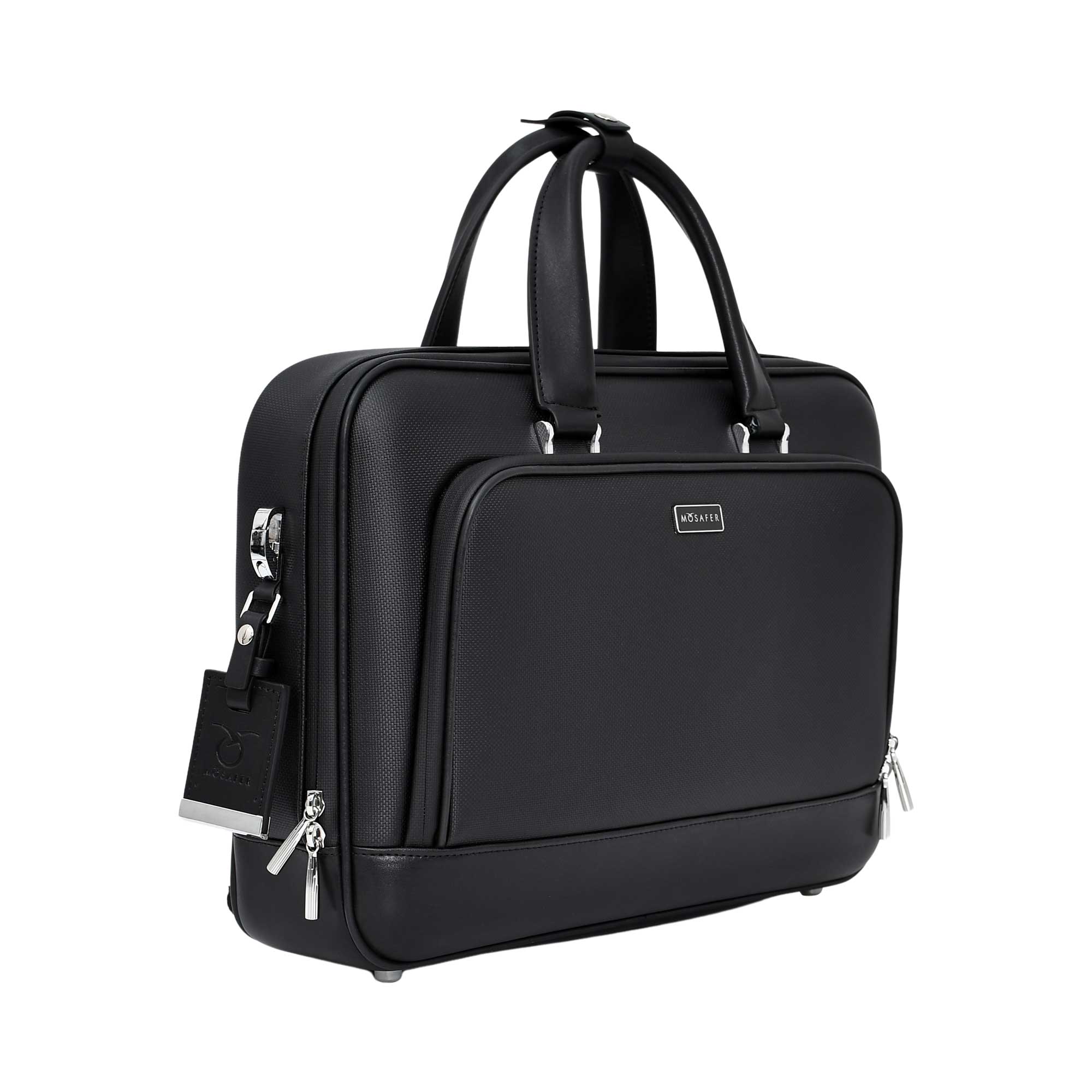 MOSAFER WELLINGTON BLACK BRIEFCASE MICROFIBER FABRIC