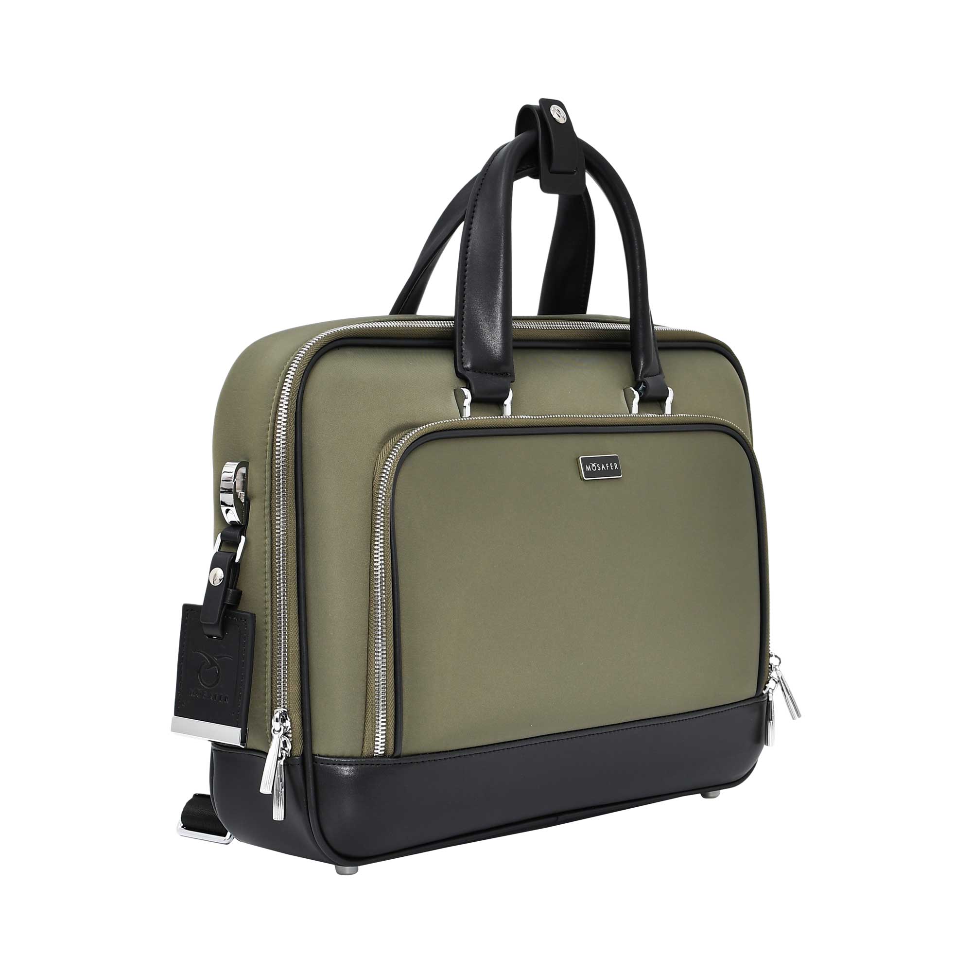 MOSAFER WELLINGTON BLACK BRIEFCASE MICROFIBER FABRIC